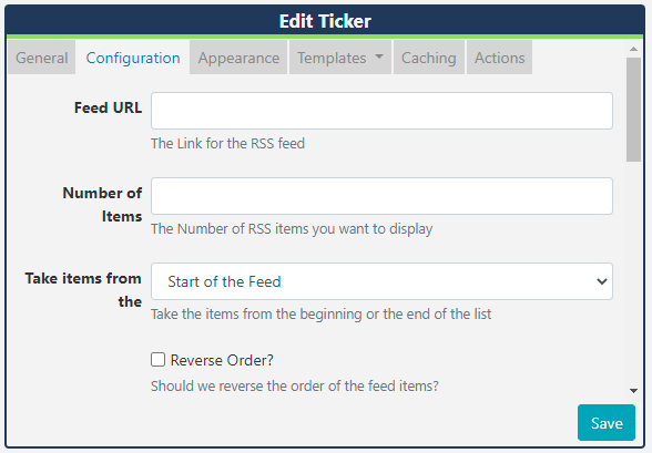 Ticker Configuration